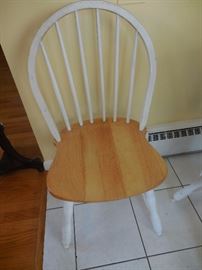 Butcher Block Side Chairs/White Windsor Style Back (4). Has Matching table..as found