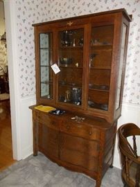 married oak piece, silverplate, apron