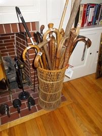 canes, sad irons, books