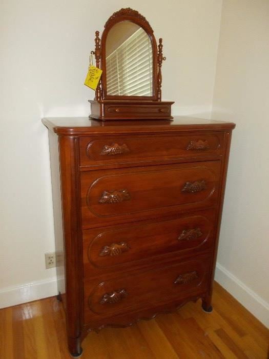 Davis cherry dresser with shaving mirror