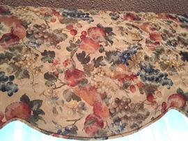 Close up of fabric on cornice and chairs. 3.5 yards of additional fabric available just in case of a spill. The extra fabric was never needed.