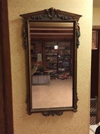 30"X19" Antique Mirror with intricate painting.