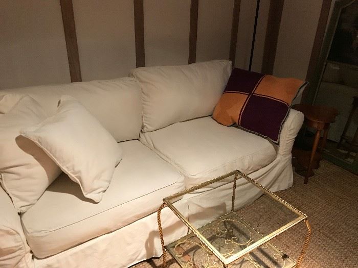 Cotton Canvas Slipcovered Sofa