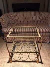 Metal Glass Side Table & Love Seat