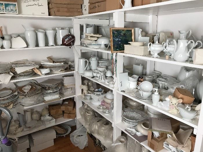 A large selection of pottery blanks including plates, vases, pitchers, bowls, figurines and more