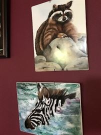 Artwork and home decor Zebra and Racoon