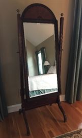 Giant standing floor mirror with marquetry inlays