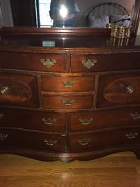 Marquetry dresser with mirror