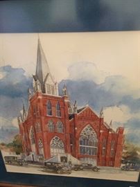 Marvin Methodist Church - Established 1890 - watercolor print by Tylerite Dana Adams