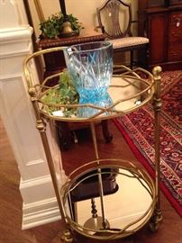 Striking 2-tier gold & mirrored rolling cart