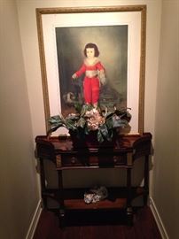 Little Lord Fauntleroy framed print; sofa/entry table
