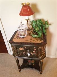 Small painted chest and darling lamp