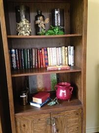 One of two book shelves; deor; books