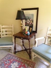 Rustic French chairs, antique table, and decor