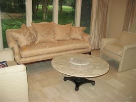 CAMEL BACK SOFA WITH CLARENCE HOUSE UPHOLSTERY