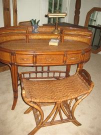 RATTAN VANITY AND STOOL