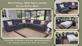 Sectional with 2 recliners and Sofa Bed... Sofabed