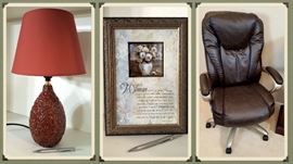 Red mini Lamp, Virtuous woman Text frame, Office 7-8 month old Chair ( Office depot purchased receipt available)