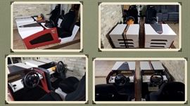 2 Custom Build Racing simulators for PS3 (Not sure if compatible with PS4) Lots and LOTS of fun... Real racing seats with sliders and recliners. Logitech Force GT & Fanatec Porsche 911 GT3 RS Wheel. Cars fold up to a tableilike for storage with wheels for easy move. Under the seats, there are 4 shakers for added "feel" effect on bumps and crashes... Will only sell if asking price is met...