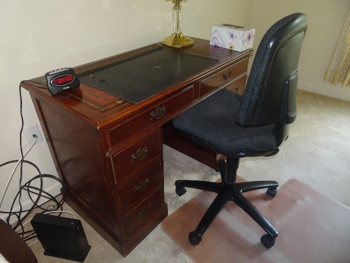 Leather Top Mahogany Desk 44 W" X 22D" X 30H