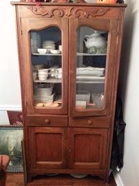 $350 Antique pie safe with duck egg blue interior (over 100 years old)