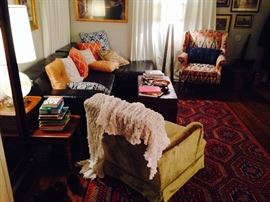 $50 - Vintage Olive green velvet club chair