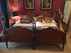 $550/pair Stunning Antique standard twin beds around 100 years old.  Can be used together as King bed, or separately. 