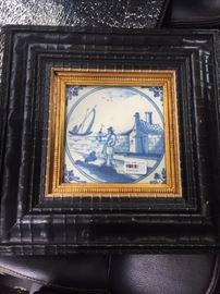 $75 - 4 High end Blue&White antique Tile prints and frames