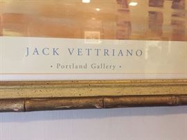 $25/each - 22x18' Pair of Jack Vettriano prints in beautiful gold bamboo look frames