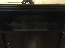 $200 - &nbsp;19Wx51Lx39.5H Black Pottery Barn Buffet&nbsp;with built in wine rack and sliding barn style front panels, two drawers