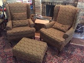 $150 - &nbsp;Each, $75 for ottoman - Pair of custom Queen Anne chairs and matching ottoman