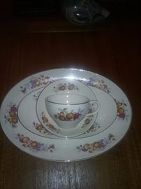 Royal  Taunton...Autumn Fruit..Japan..pre-war set of China...eight place settings.. cereal bowls..fruit bowls..two platters...salt and pepper...vegetable bowl..14 tea cups and saucers