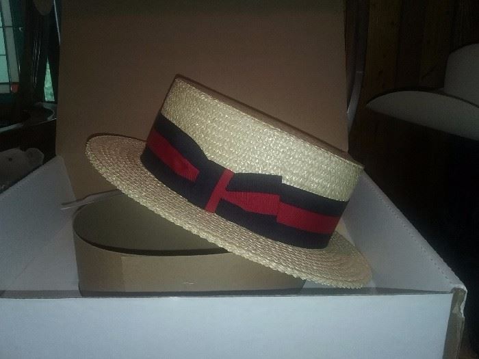  Ponte Rialto Venice boaters hat..in Original  hat box from Miller Hats, Houston, Texas..excellent condition..