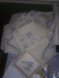 Vintage tablecloth..napkins..pin cushion