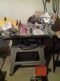 Craftsman 10 " table saw with leg set..like new with manuals....Miter Saw...Doweling jig.. 