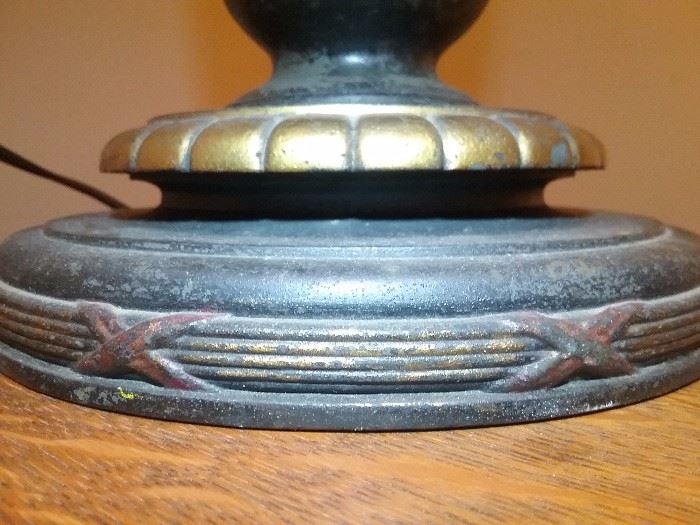 HANDEL LAMP bronze base with original gold and red paint