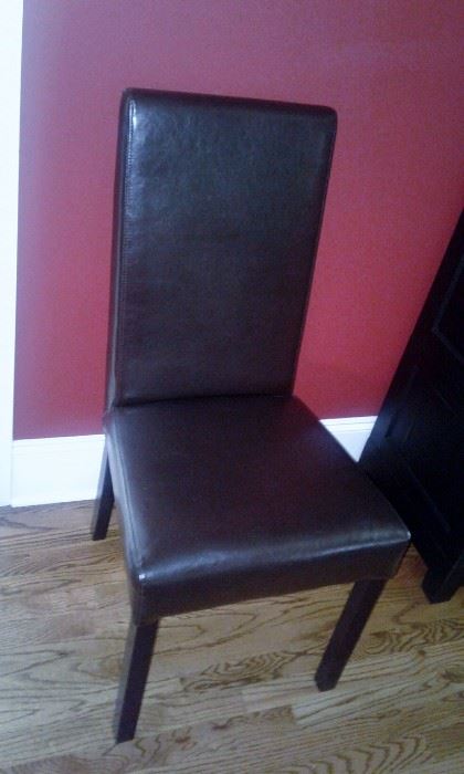 Straight Black Leather Chair