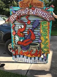 First Annual Mudbug and music Festival sign.