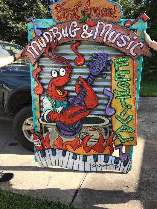 First Annual Mudbug and music Festival sign.