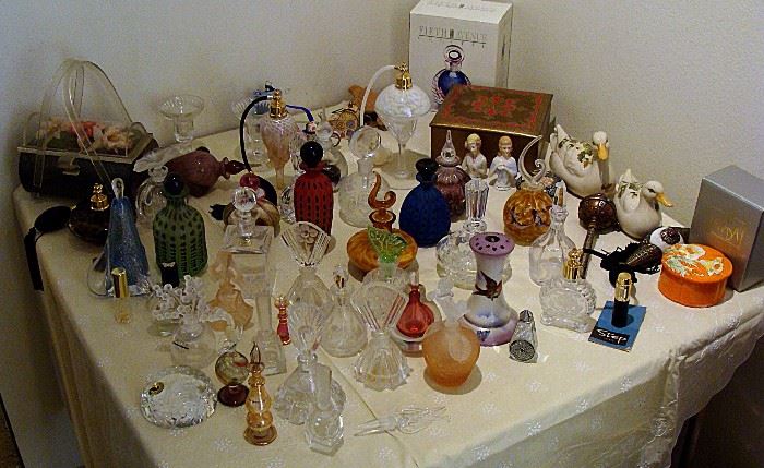 Large assortment of perfume bottles