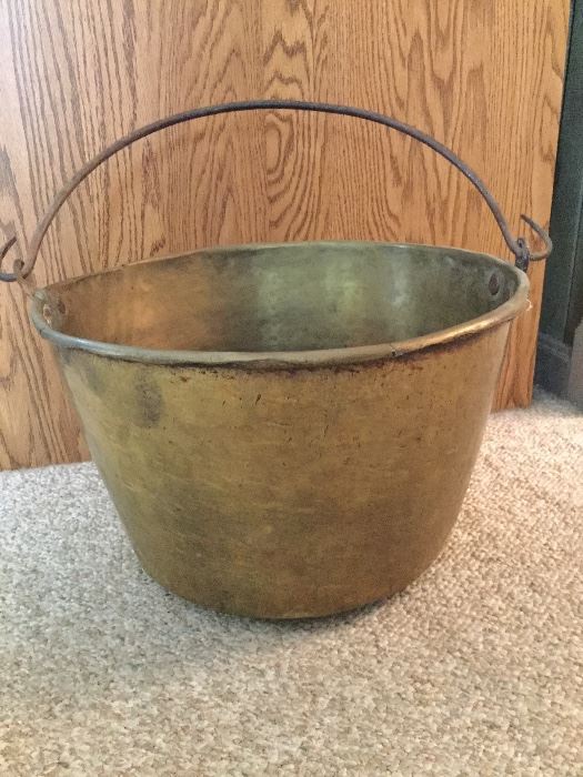 Large Solid Brass Vintage Water Pail
