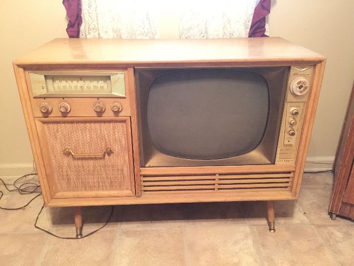 Vintage mid-century Olympic television, radio and record player console