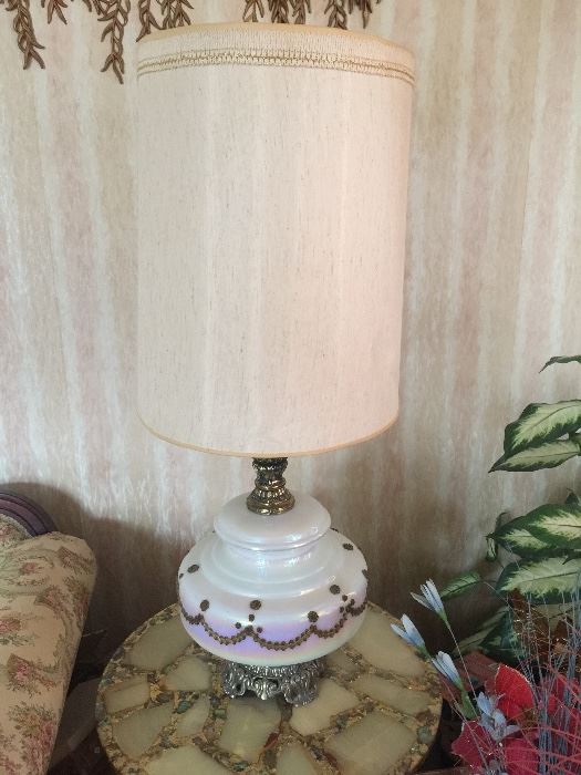 Vintage Mid Century White Opalescent Falkenstein lamp