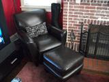 LEATHER CHAIR & FOOTSTOOL