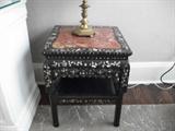 VINTAGE CHINESE TABLE - MARBLE TOP - MOTHER OF PEARL DETAILS