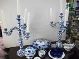 ANTIQUE CANDELABRA & FLOW BLUE