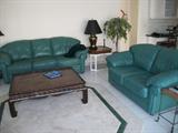 LEATHER RECLINING SOFA & LOVE SEAT