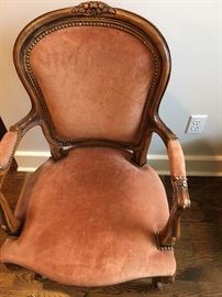 Detail of Suede Chairs with Nail Head Trim