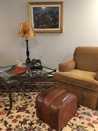 Swivel Recliners, Leather Ottomans, Glass Top Coffee Table
