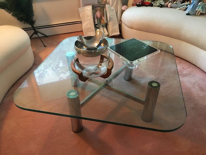 Vintage chrome & glass table 